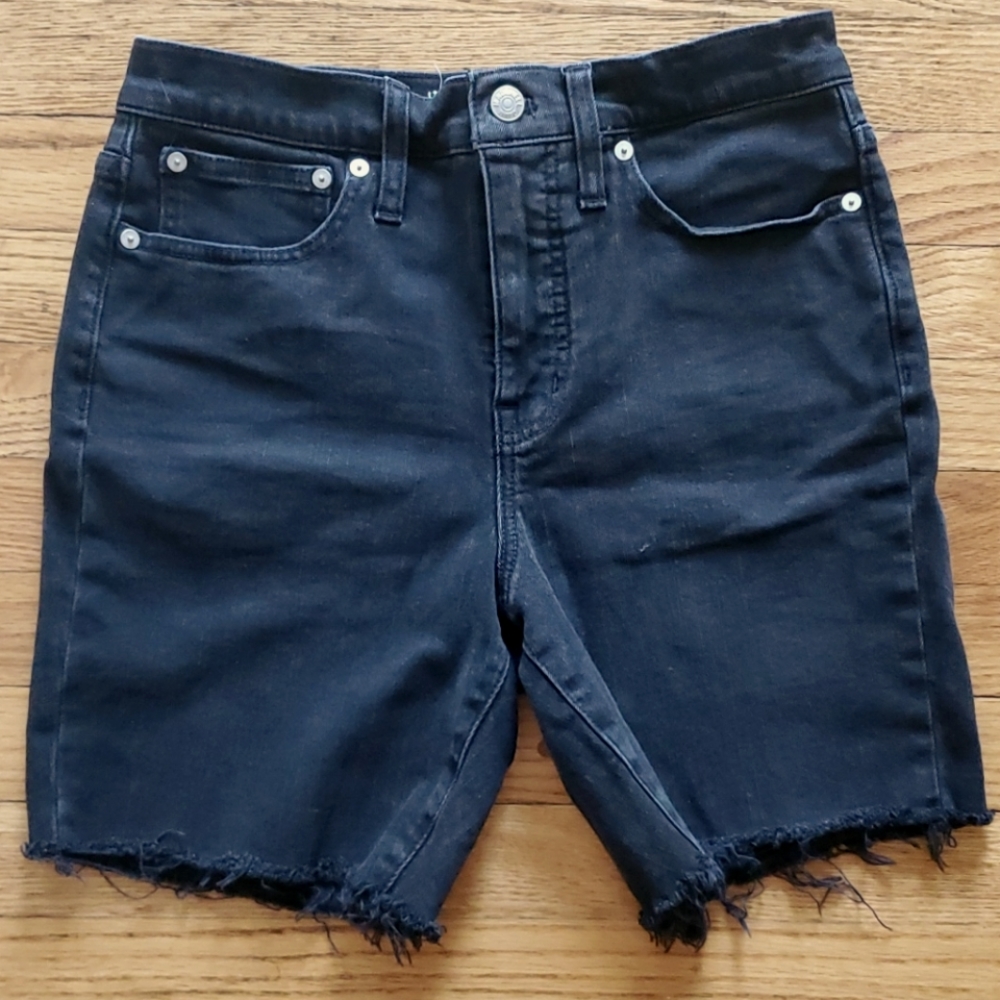 Madewell High Rise Denim Shorts Mid Length Lunar Wash